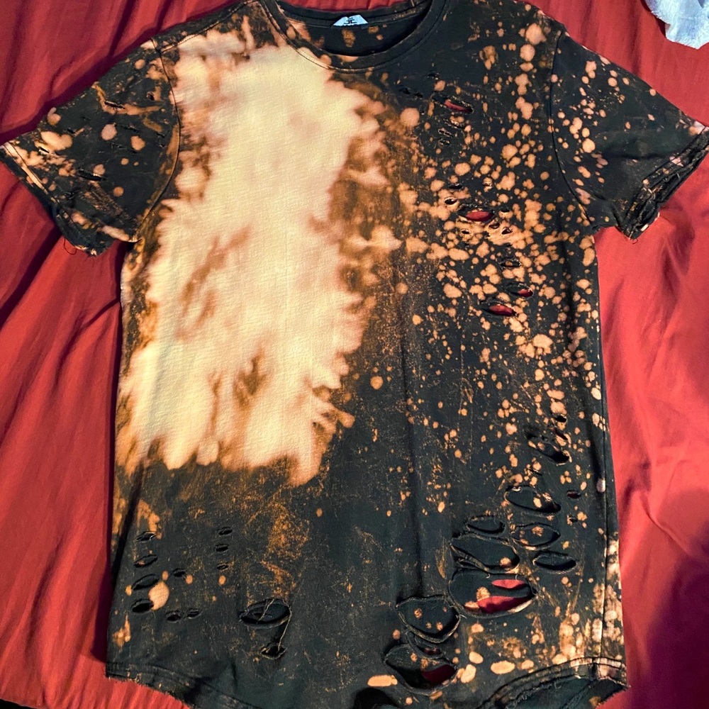 Hipster acid wash shirt with ripped holes style